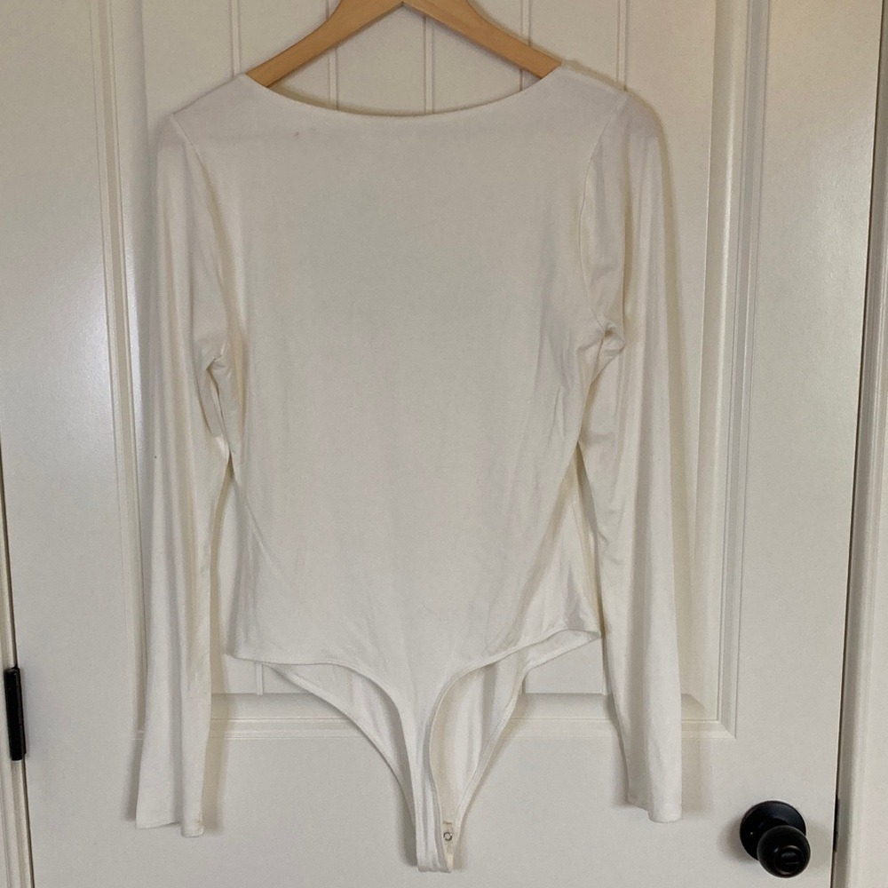 Good American Womens Off White Long Sleeve Bodysuit Size‎ 3 Thong Basic NWT - Picture 11 of 13